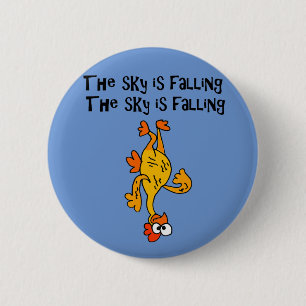 Lustiger Gummihuhn-Himmel ist fallender Cartoon Button
