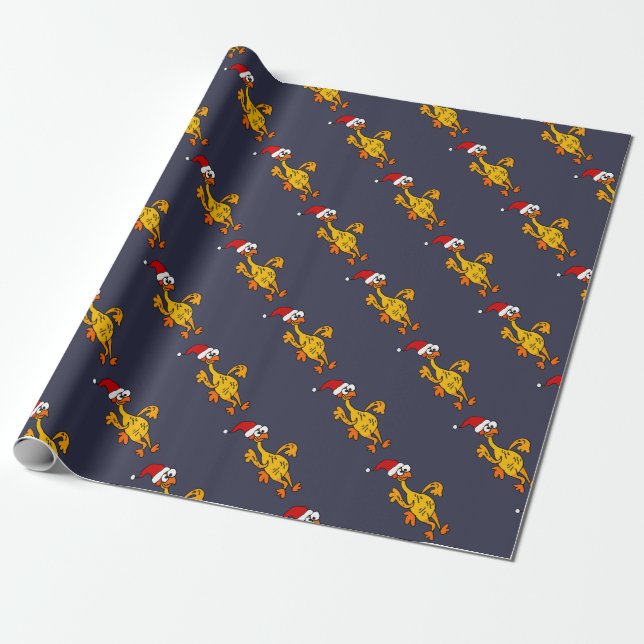 Lustiger Gummihuhn-WeihnachtsCartoon Geschenkpapier (Ungerollt)