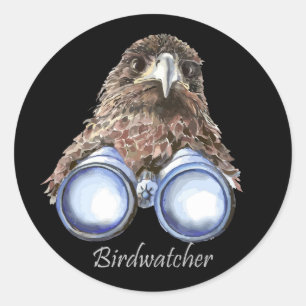Lustiger Habicht Vogelbeobachtung mit Fernglas Tie Runder Aufkleber