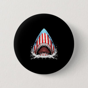 Lustiger Hai amerikanische Flagge jawsome 4. Juli Button