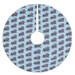 Lustiger Hai, der Cartoon im Fernsehen schaut Polyester Weihnachtsbaumdecke