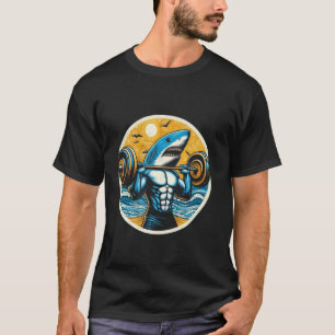 Lustiger Hai hebt Gewichte im Fitnessstudio Bodybu T-Shirt