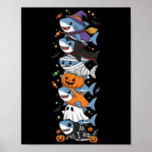 Lustiger Hai Hexe Vampir Geist Halloween Kinder Mä Poster