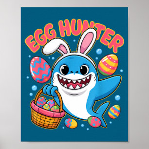 Lustiger Hai Osterhase süßer Ostereiersucher  Poster
