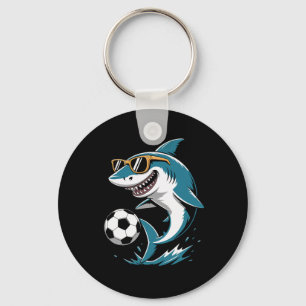 Lustiger Hai spielt Fußball Kunstwerk Tier Sport G Schlüsselanhänger