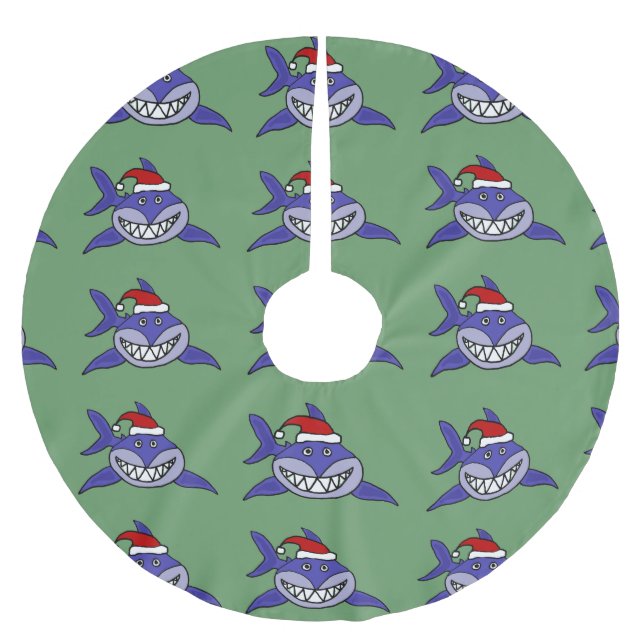 Lustiger Haifisch im Polyester Weihnachtsbaumdecke (Vorderseite)