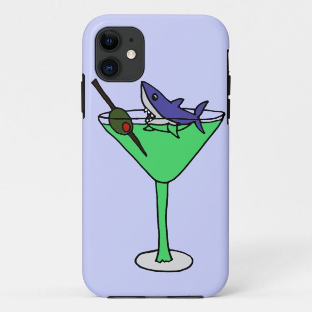 Lustiger Haifisch in grünem Martini-Glas Case-Mate iPhone Hülle (Rückseite)