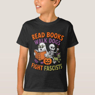 Lustiger Halloween-Aktivist liest Bücher führt Hun T-Shirt