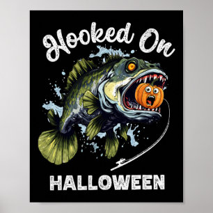 Lustiger Halloween-Angler-Boys Mens Zombie B Fisch Poster
