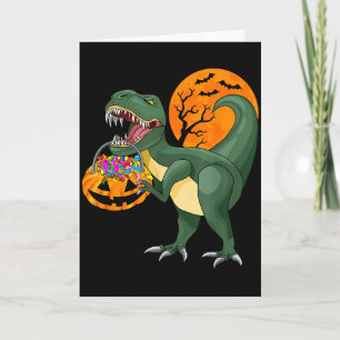 Lustiger Halloween-Dinosaurier-Kürbis Y T Rex Jung Karte