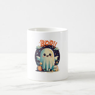 Lustiger Halloween-Geist Buh in der Galaxie Kaffeetasse