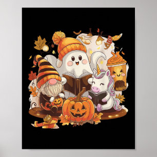 Lustiger Halloween-Geist-Gnom-Einhorn-Herbst-Kinde Poster