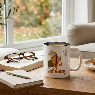 Lustiger Halloween-Kaffee-Mug mit Skelett Zweifarbige Tasse