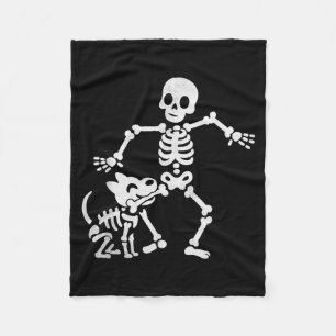 Lustiger Halloween-Kostüm-Skelett und Hund Hundesc Fleecedecke