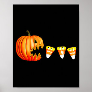 Lustiger Halloween-Kürbis Jack O Lantern isst Süßi Poster