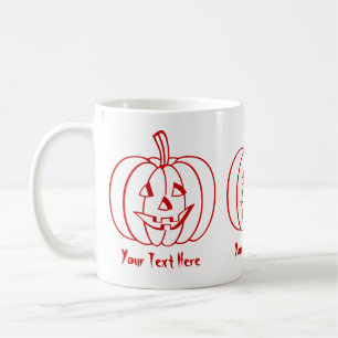 Lustiger Halloween-Kürbis mit herausgeschnittenem Kaffeetasse