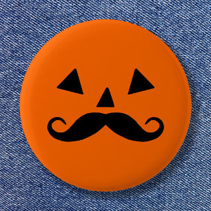 Lustiger Halloween-Kürbis-Schnurrbart Button