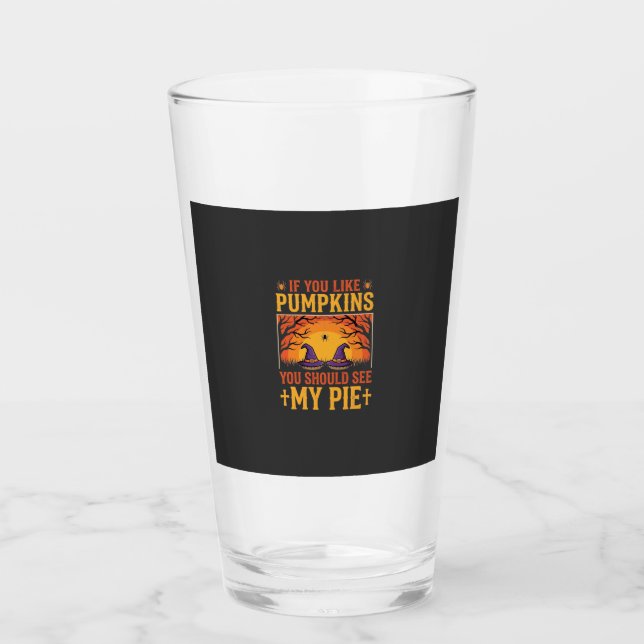 Lustiger Halloween-Kürbiskuchen-Hexen-Design_1 Glas (Vorderseite)
