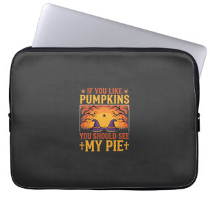 Lustiger Halloween-Kürbiskuchen-Hexen-Design_1 Laptopschutzhülle
