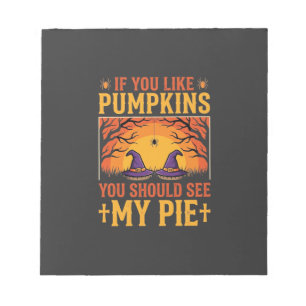 Lustiger Halloween-Kürbiskuchen-Hexen-Design_1 Notizblock