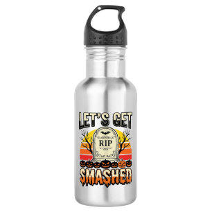 Lustiger Halloween-Lass-uns-zerschmettert-Friedhof Edelstahlflasche