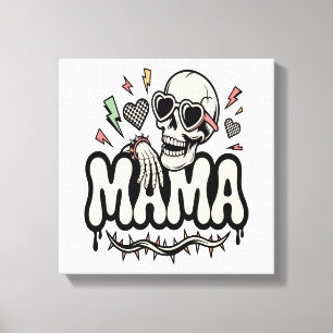 Lustiger Halloween Mama Cooler Schädel Leinwanddruck