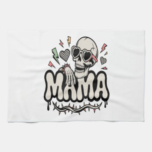 Lustiger Halloween Mama Cooler Totenkopf Geschirrtuch