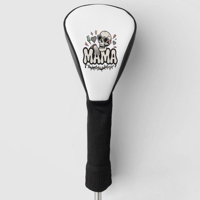 Lustiger Halloween Mama Cooler Totenkopf Golf Headcover (Vorderseite)