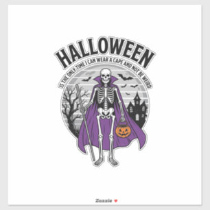 Lustiger Halloween-Mantel-Skeleton-Zitat Vintage-D Aufkleber