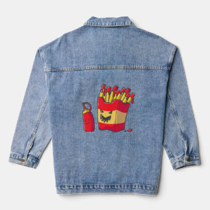 lustiger Halloween-Pommes-Frites-Monster Jeansjacke