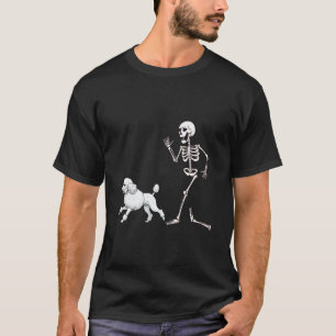 Lustiger Halloween Pudel und Skelett T-Shirt
