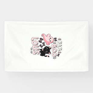 Lustiger Halloween-Rosa-Geist Spooktacular Katze F Banner