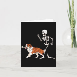Lustiger Halloween-Sankt-Bernhard und Skelett Karte
