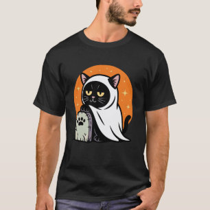 Lustiger Halloween-Schwarzer-Katze-in-einem-Geiste T-Shirt