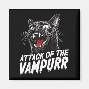 Lustiger Halloween-Schwarzer-Katze-Katzen-Vampir-A Magnet