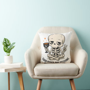 Lustiger Halloween-Skelett-Good-Bones-Bad-Decision Kissen