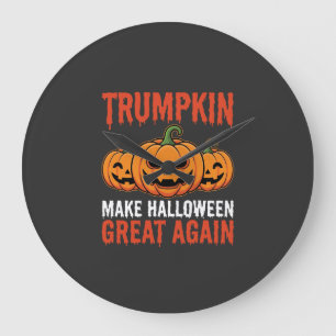 Lustiger Halloween Trumpkin-Kürbis-Parodie Große Wanduhr