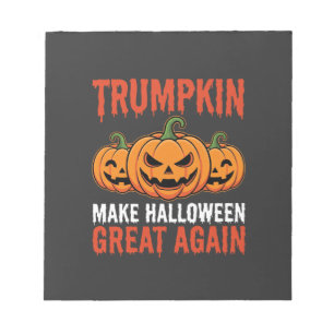 Lustiger Halloween Trumpkin-Kürbis-Parodie Notizblock
