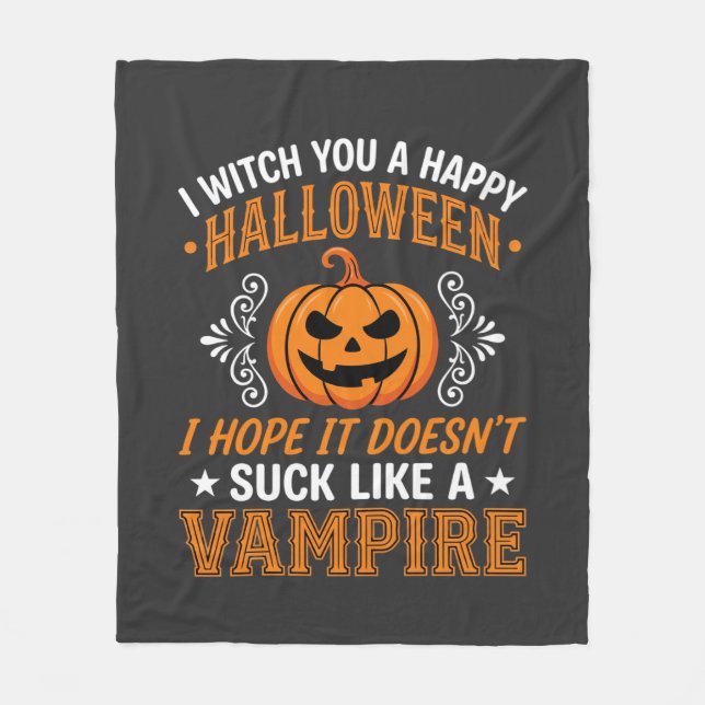 Lustiger Halloween Vampir Kürbis Fleecedecke (Vorderseite)