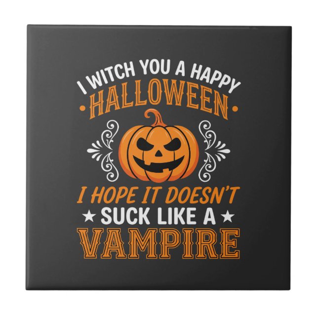 Lustiger Halloween Vampir Kürbis Fliese (Vorderseite)