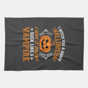 Lustiger Halloween Vampir Kürbis Geschirrtuch