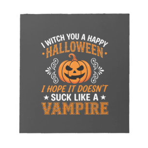 Lustiger Halloween Vampir Kürbis Notizblock