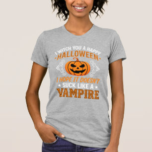 Lustiger Halloween Vampir Kürbis T-Shirt
