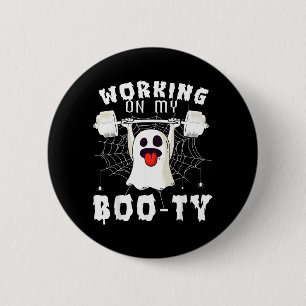 Lustiger Halloween-Workout-Gymnastik-Trainer arbei Button