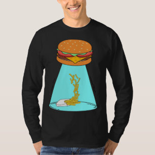 Lustiger Hamburger-UFO-Flugsauger entführt Pommes T-Shirt