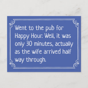 Lustiger Happy Hour Pub-Witz Postkarte