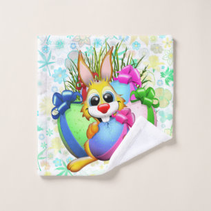 Lustiger Hase beißt in ein Osterei Badhandtuch Set