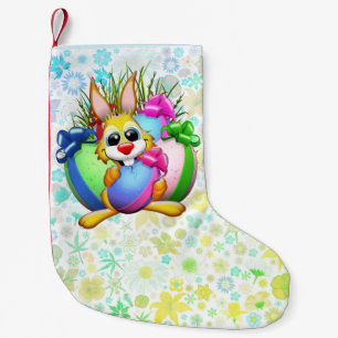 Lustiger Hase beißt in ein Osterei Kleiner Weihnachtsstrumpf