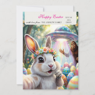 Lustiger Hase Bigfoot UFO Ostern Personalisierte F Feiertagskarte