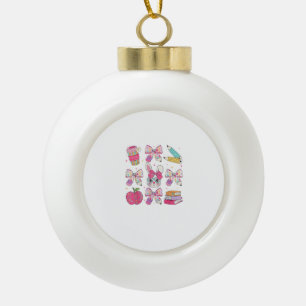 Lustiger Hase Coquette Schleife Kaninchen Lehrer O Keramik Kugel-Ornament